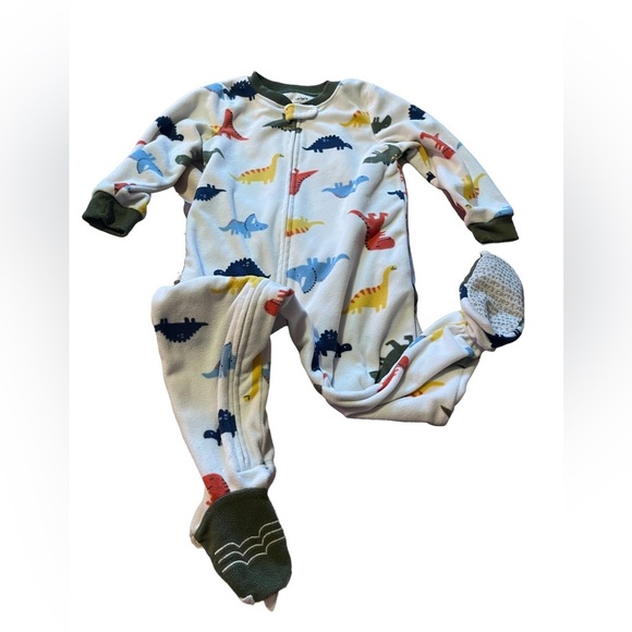 Toddler Carter's 1-Piece Dinosaur Fleece Footie PJs - Picture 2 of 6